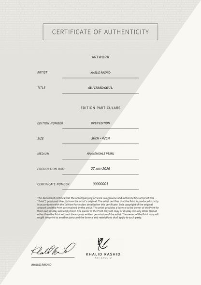 Silvered Soul — Certificate of Authenticity